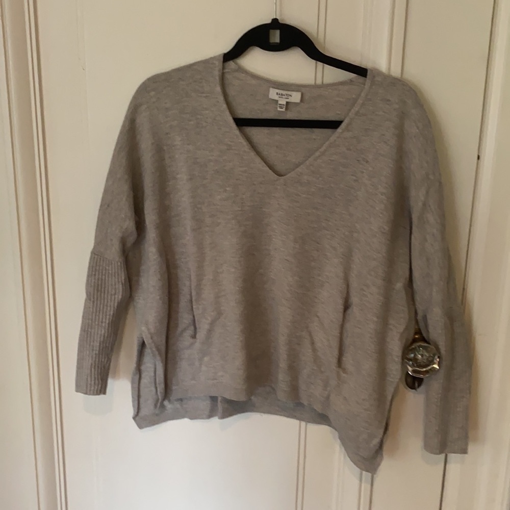 Babaton | Aritzia Grey V-Neck Sweater - Picture 9 of 11